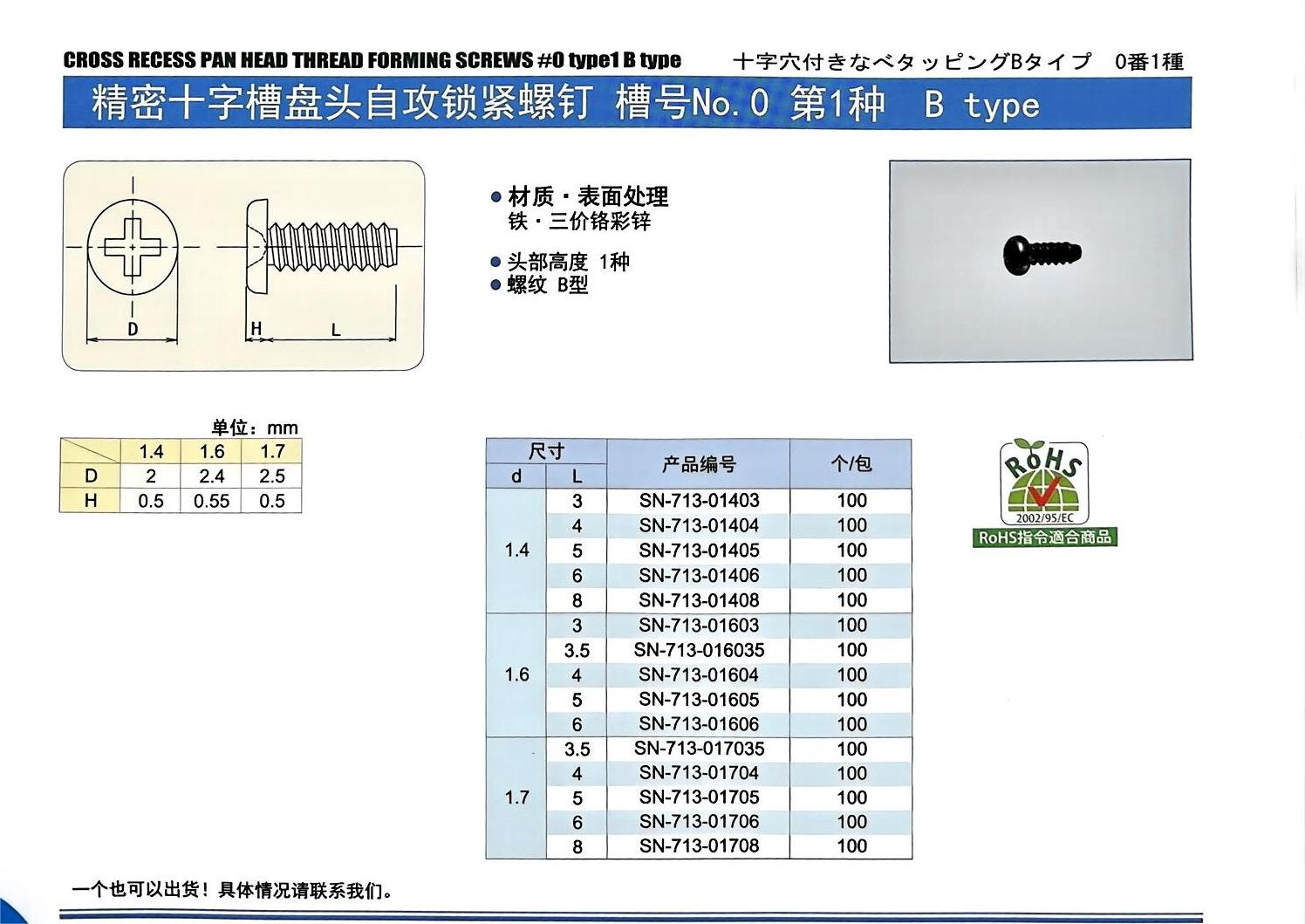 精密十字槽盘头自攻锁紧螺钉 槽号NO.0 第一种 B type.png